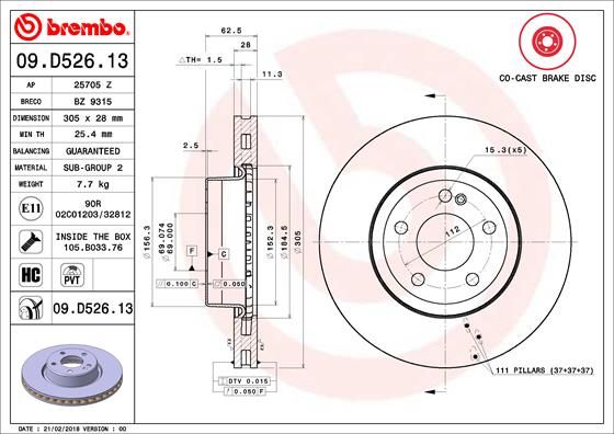 Brake Disc BREMBO 09.D526.13