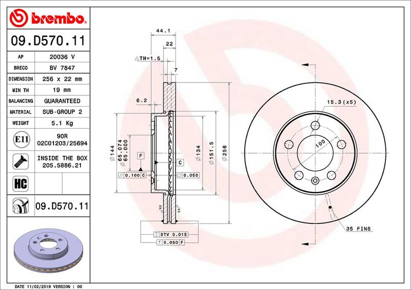 Brake Disc BREMBO 09.D570.11