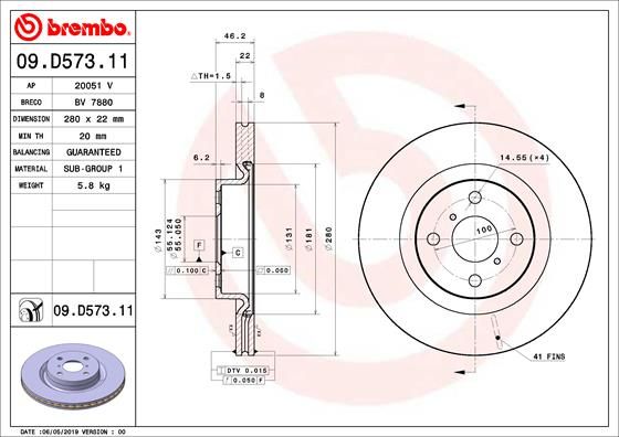 Stabdžių diskas BREMBO 09.D573.11