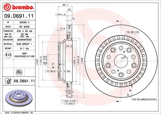 Stabdžių diskas BREMBO 09.D691.11