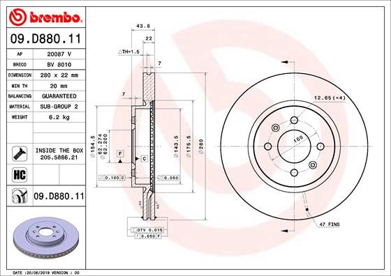 Brake Disc BREMBO 09.D880.11