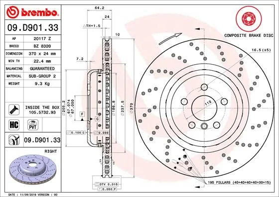 Brake Disc BREMBO 09.D901.33