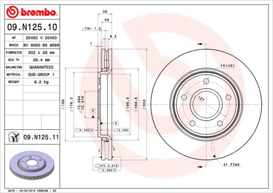 Brake Disc BREMBO 09.N125.11