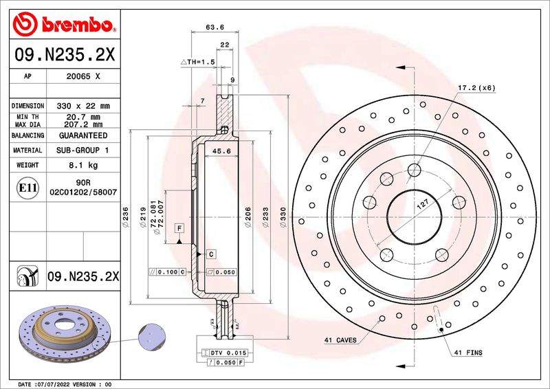 Stabdžių diskas BREMBO 09.N235.2X