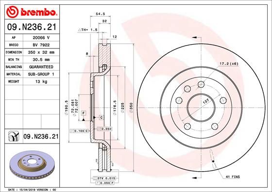 Brake Disc BREMBO 09.N236.21