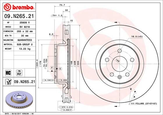Stabdžių diskas BREMBO 09.N265.21