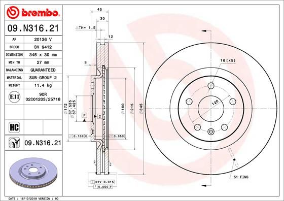 Brake Disc BREMBO 09.N316.21