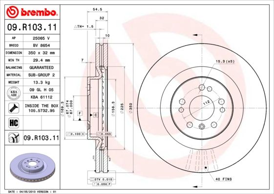 Stabdžių diskas BREMBO 09.R103.11