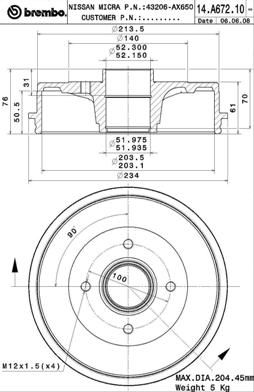 Brake Drum BREMBO 14.A672.10