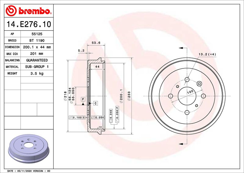 Brake Drum BREMBO 14.E276.10