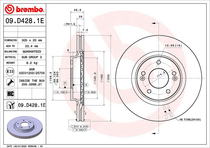 Stabdžių rinkinys, diskiniai stabdžiai BREMBO KT 08 028