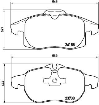 Stabdžių trinkelių rinkinys, diskinis stabdys BREMBO P 10 011