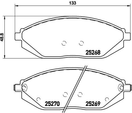 Stabdžių trinkelių rinkinys, diskinis stabdys BREMBO P 10 054