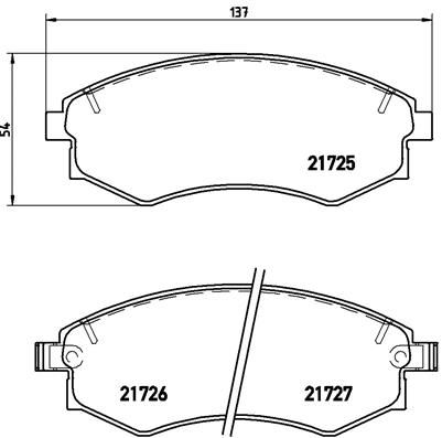 Комплект гальмівних накладок, дискове гальмо BREMBO P 15 011