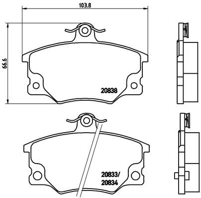 Stabdžių trinkelių rinkinys, diskinis stabdys BREMBO P 23 017