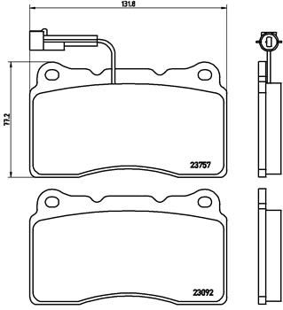 Stabdžių trinkelių rinkinys, diskinis stabdys BREMBO P 23 115