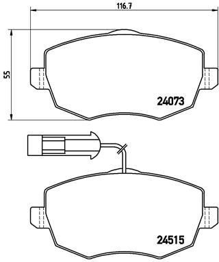 Stabdžių trinkelių rinkinys, diskinis stabdys BREMBO P 23 127