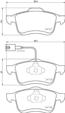 Stabdžių trinkelių rinkinys, diskinis stabdys BREMBO P 23 130