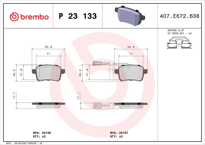 Brake Pad Set, disc brake BREMBO P 23 133