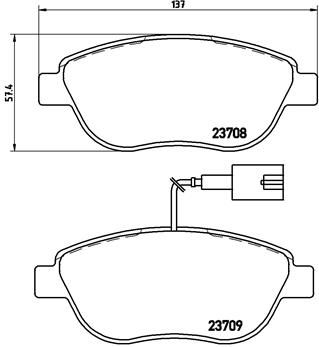 Stabdžių trinkelių rinkinys, diskinis stabdys BREMBO P 23 137