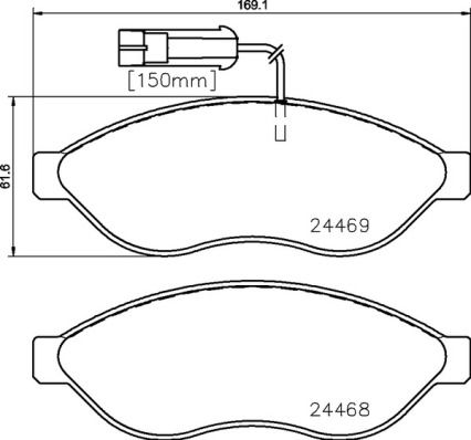 Комплект гальмівних накладок, дискове гальмо BREMBO P 23 144