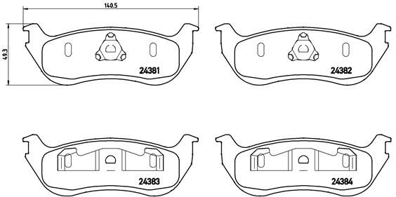 Комплект гальмівних накладок, дискове гальмо BREMBO P 24 068