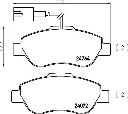 Комплект гальмівних накладок, дискове гальмо BREMBO P 24 150