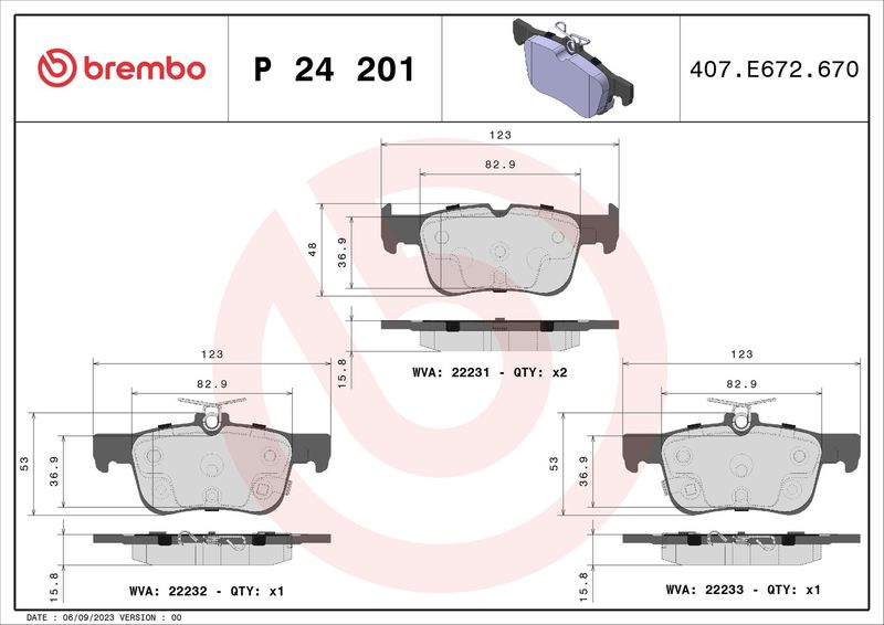 Brake Pad Set, disc brake BREMBO P 24 201