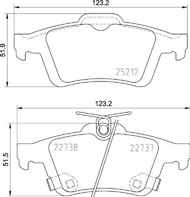 Комплект гальмівних накладок, дискове гальмо BREMBO P 24 216