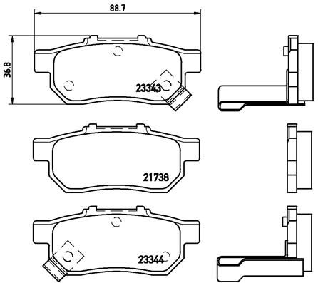 Stabdžių trinkelių rinkinys, diskinis stabdys BREMBO P 28 025