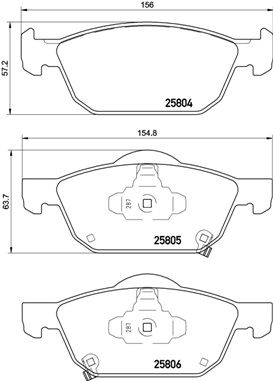 Комплект гальмівних накладок, дискове гальмо BREMBO P 28 076