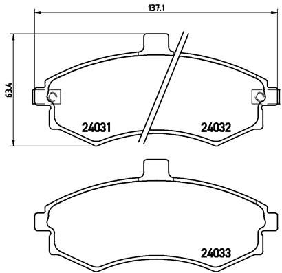 Комплект гальмівних накладок, дискове гальмо BREMBO P 30 020