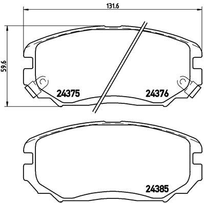 Stabdžių trinkelių rinkinys, diskinis stabdys BREMBO P 30 038