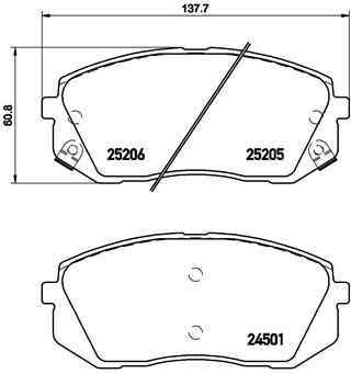 Комплект гальмівних накладок, дискове гальмо BREMBO P 30 056