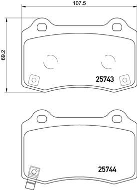 Комплект гальмівних накладок, дискове гальмо BREMBO P 30 074