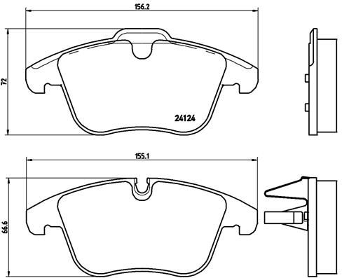 Stabdžių trinkelių rinkinys, diskinis stabdys BREMBO P 36 022