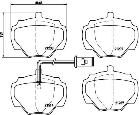 Stabdžių trinkelių rinkinys, diskinis stabdys BREMBO P 44 003