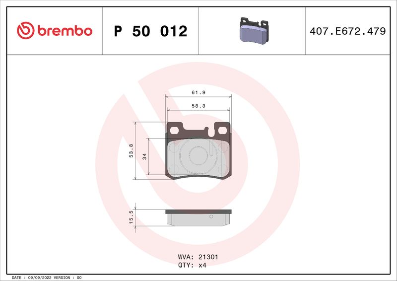 Brake Pad Set, disc brake BREMBO P 50 012