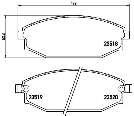 Stabdžių trinkelių rinkinys, diskinis stabdys BREMBO P 54 027