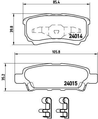 Комплект гальмівних накладок, дискове гальмо BREMBO P 54 034