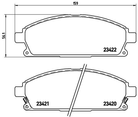 Stabdžių trinkelių rinkinys, diskinis stabdys BREMBO P 56 040