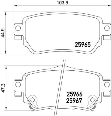 Комплект гальмівних накладок, дискове гальмо BREMBO P 56 098