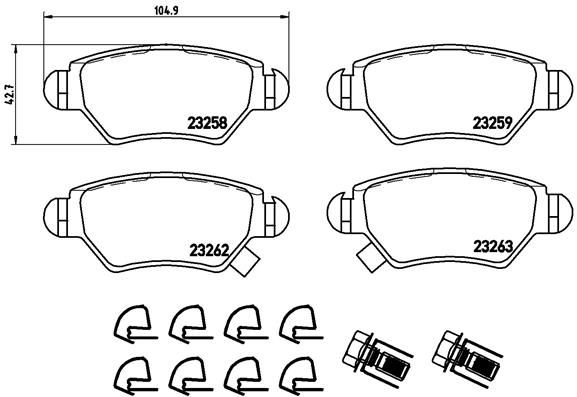 Stabdžių trinkelių rinkinys, diskinis stabdys BREMBO P 59 031