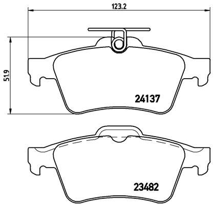 Комплект гальмівних накладок, дискове гальмо BREMBO P 59 042