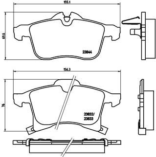 Комплект гальмівних накладок, дискове гальмо BREMBO P 59 045