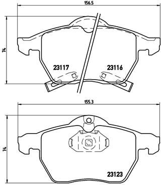 Комплект гальмівних накладок, дискове гальмо BREMBO P 59 048