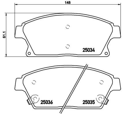 Комплект гальмівних накладок, дискове гальмо BREMBO P 59 077