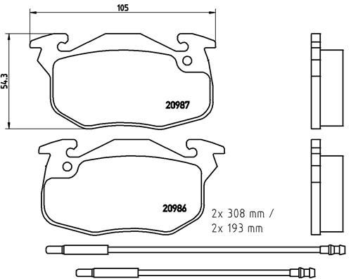 Stabdžių trinkelių rinkinys, diskinis stabdys BREMBO P 61 044