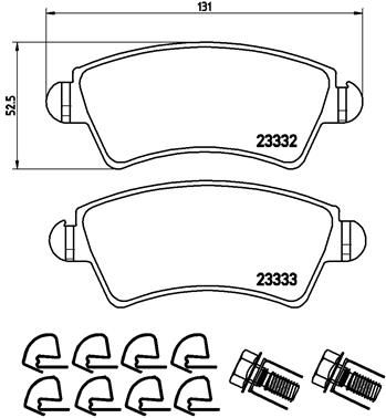 Комплект гальмівних накладок, дискове гальмо BREMBO P 61 067