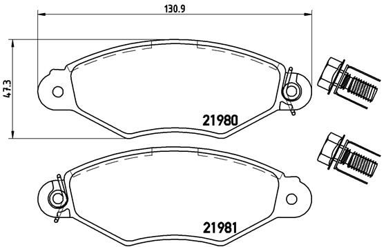 Комплект гальмівних накладок, дискове гальмо BREMBO P 61 098